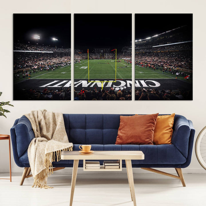 Cincinnati Bearcats Football Team Print - Nippert Stadium Wall Art Canvas Print