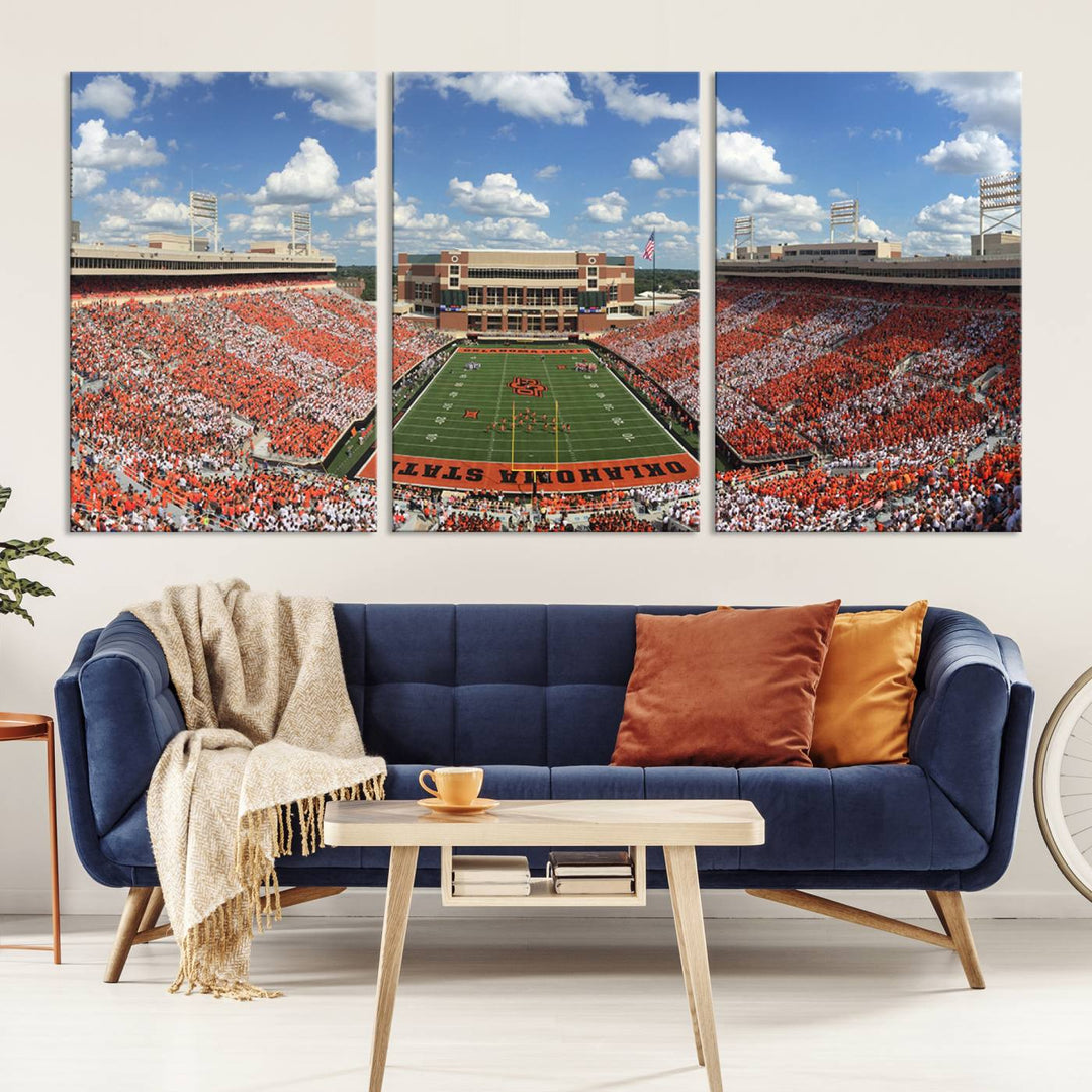 Oklahoma State Cowboys Football Team Print - Stillwater Boone Pickens Stadium Wall Art Canvas Print