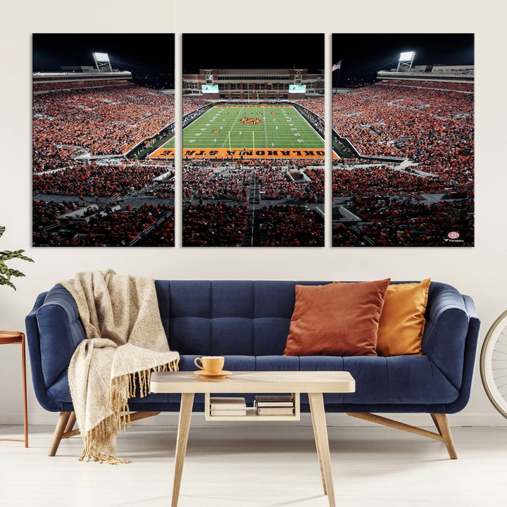 Oklahoma State Cowboys Football Team Print - Stillwater Boone Pickens Stadium Wall Art Canvas Print