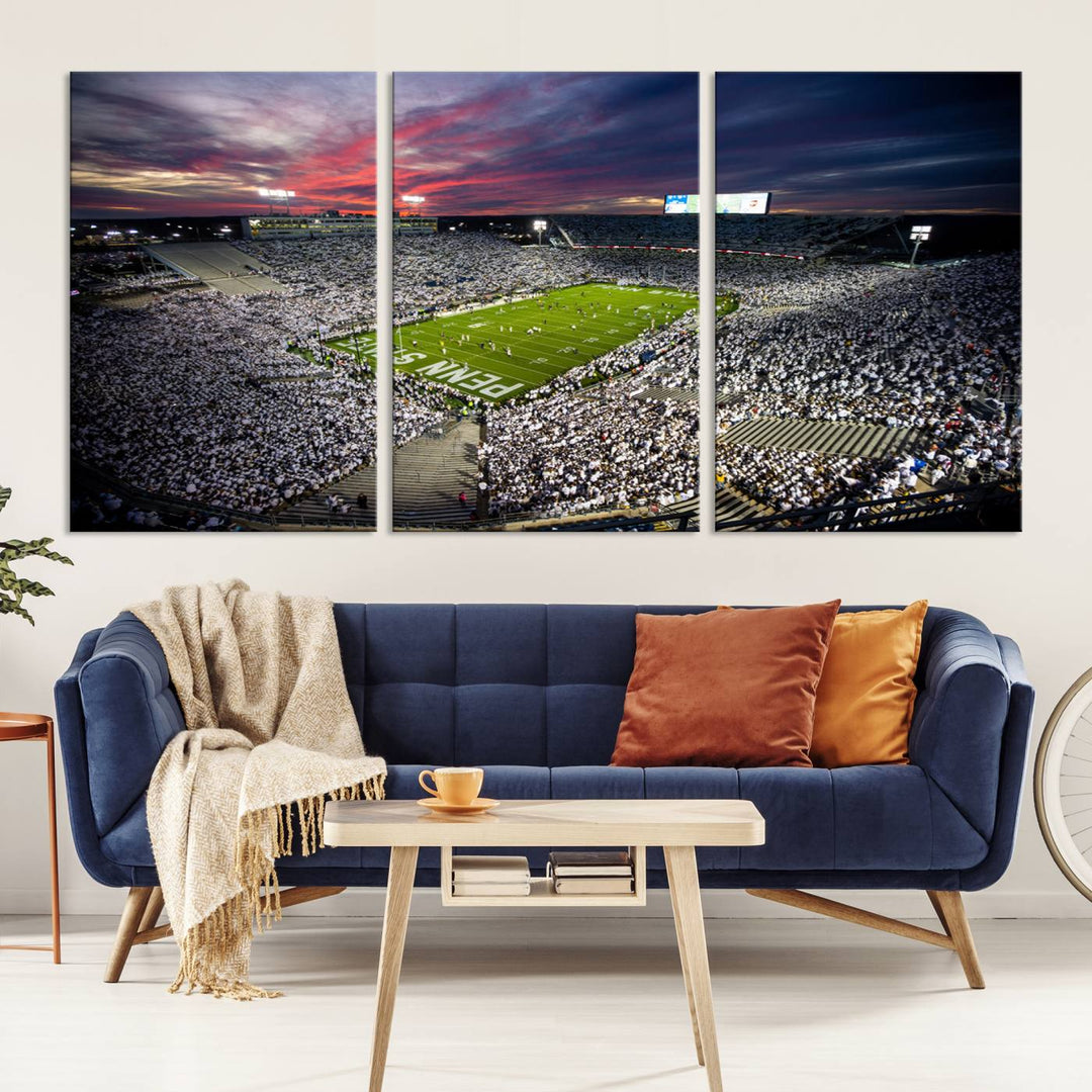 Penn State Nittany Lions Football Team Print - University Park Beaver Stadium Wall Art Canvas Print