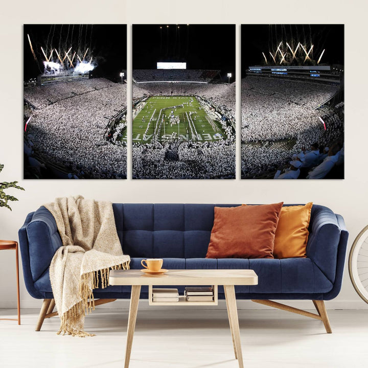 Penn State Nittany Lions Football Team Print - University Park Beaver Stadium Wall Art Canvas Print