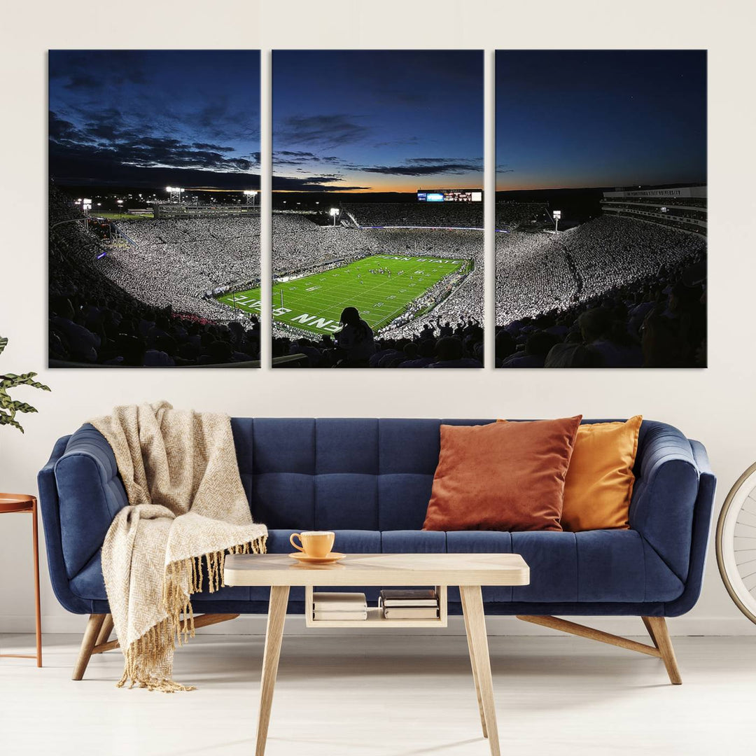 Penn State Nittany Lions Football Team Print - University Park Beaver Stadium Wall Art Canvas Print