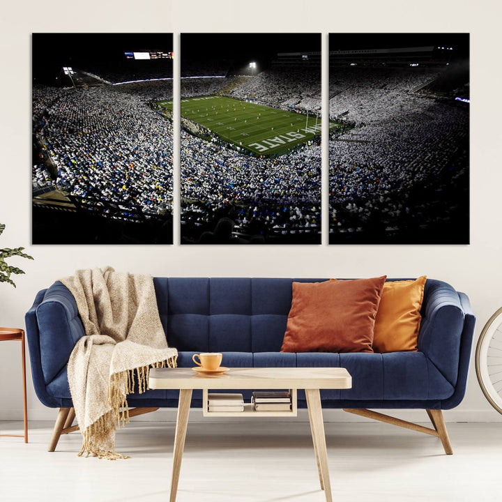 Penn State Nittany Lions Football Team Print - University Park Beaver Stadium Wall Art Canvas Print