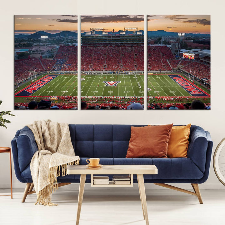 Arizona Wildcats Football Team Print - Tucson Arizona Stadium Wall Art Canvas Print