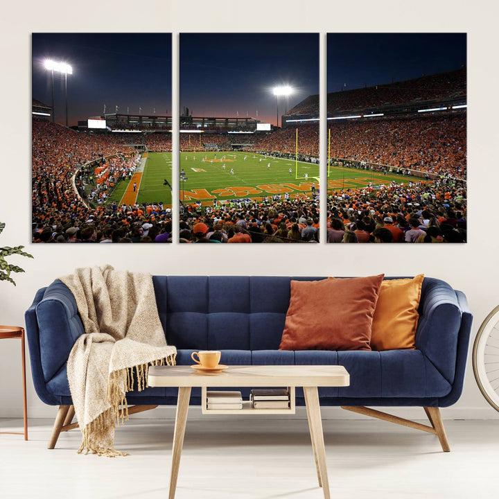 Clemson University Tigers Football Team Print - Clemson Memorial Stadium Wall Art Canvas Print