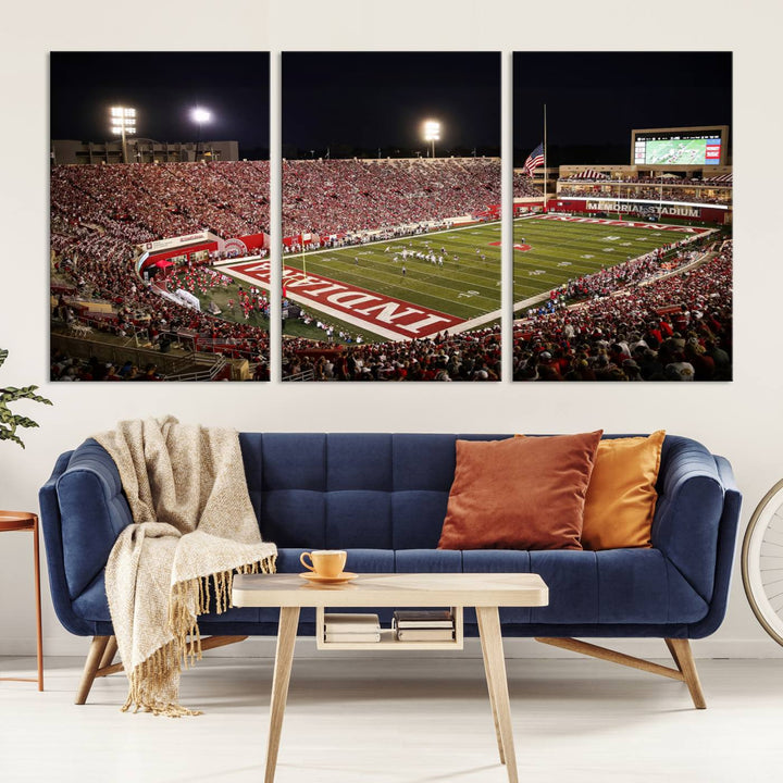 Indiana University Hoosiers Football Team Print - Bloomington Memorial Stadium Wall Art Canvas Print