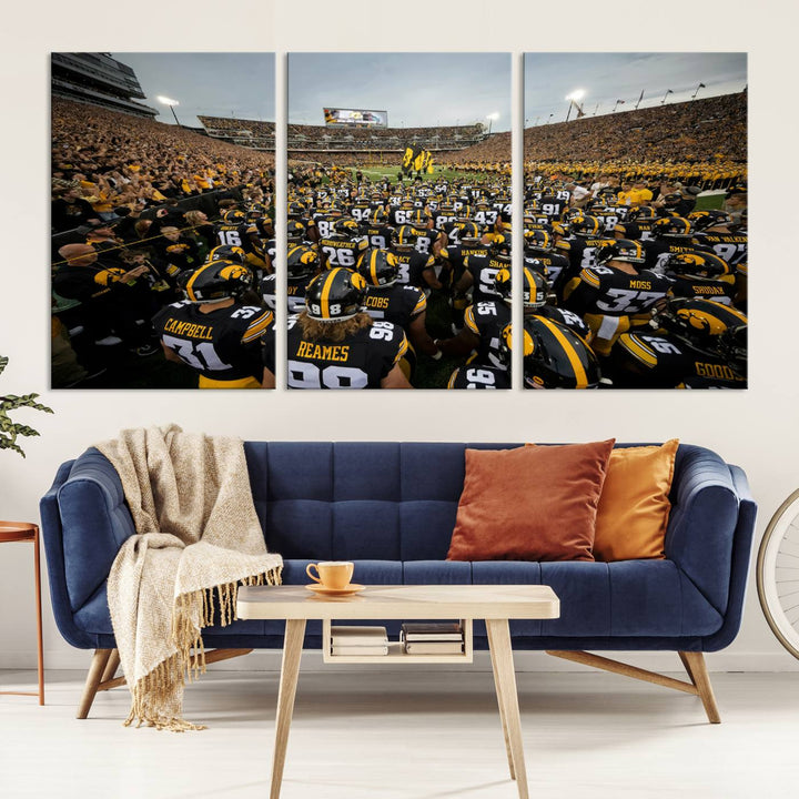 Iowa University Hawkeyes Football Team Print - Iowa City Kinnick Stadium Wall Art Canvas Print