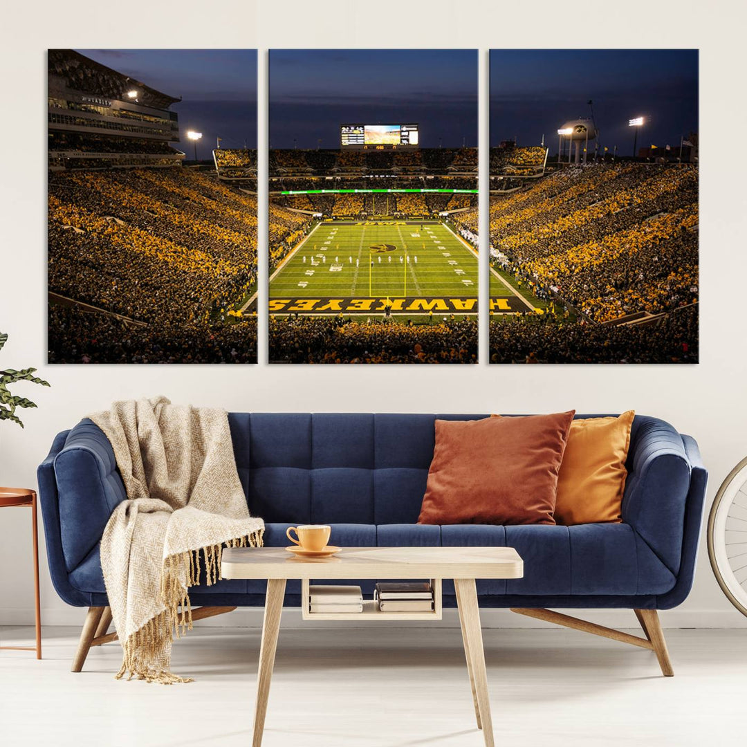 Iowa University Hawkeyes Football Team Print - Iowa City Kinnick Stadium Wall Art Canvas Print