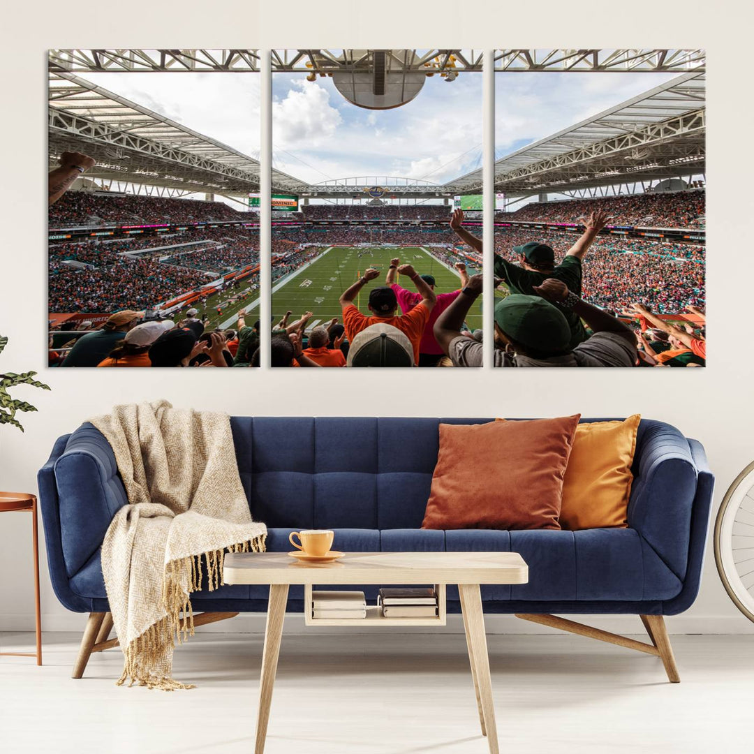 Miami Hurricanes Football Team Print - Miami Hard Rock Stadium Wall Art Canvas Print