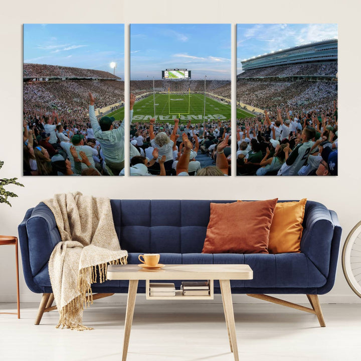 Michigan State Spartans Football Team Print - East Lansing Spartan Stadium Wall Art Canvas Print