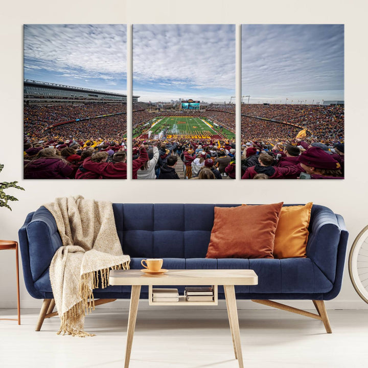 University of Minnesota Golden Gophers Football Team Print - Minneapolis Huntington Bank Stadium Wall Art Canvas Print