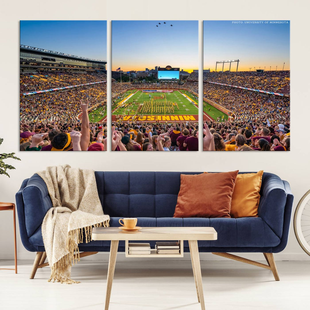 University of Minnesota Golden Gophers Football Team Print - Minneapolis Huntington Bank Stadium Wall Art Canvas Print