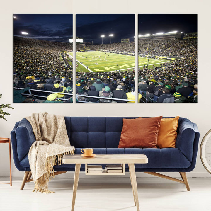 University of Oregon Ducks Football Team Print - Eugene Autzen Stadium Wall Art Canvas Print