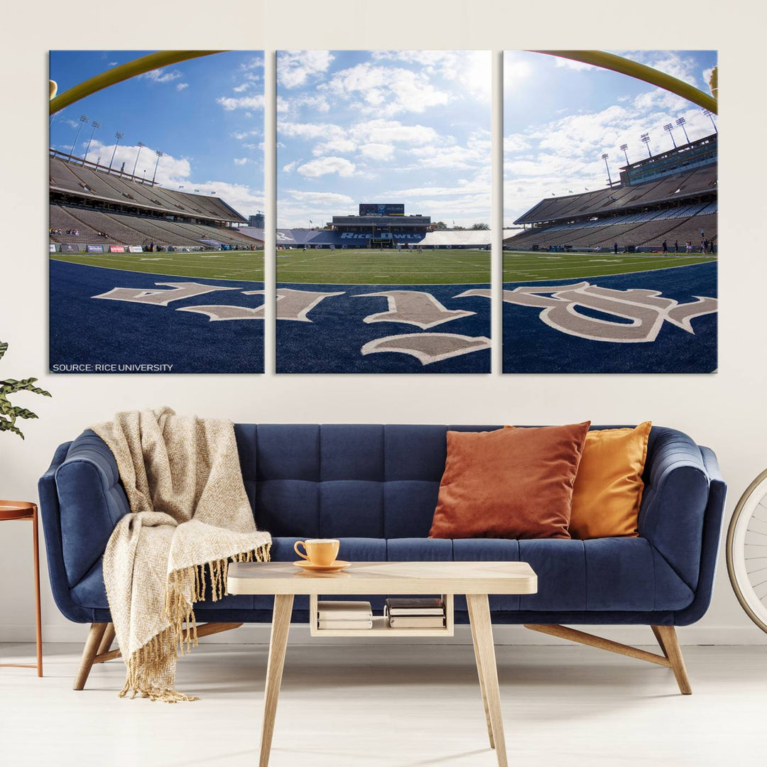 Rice University Owls Football Team Print - Houston Rice Stadium Wall Art Canvas Print