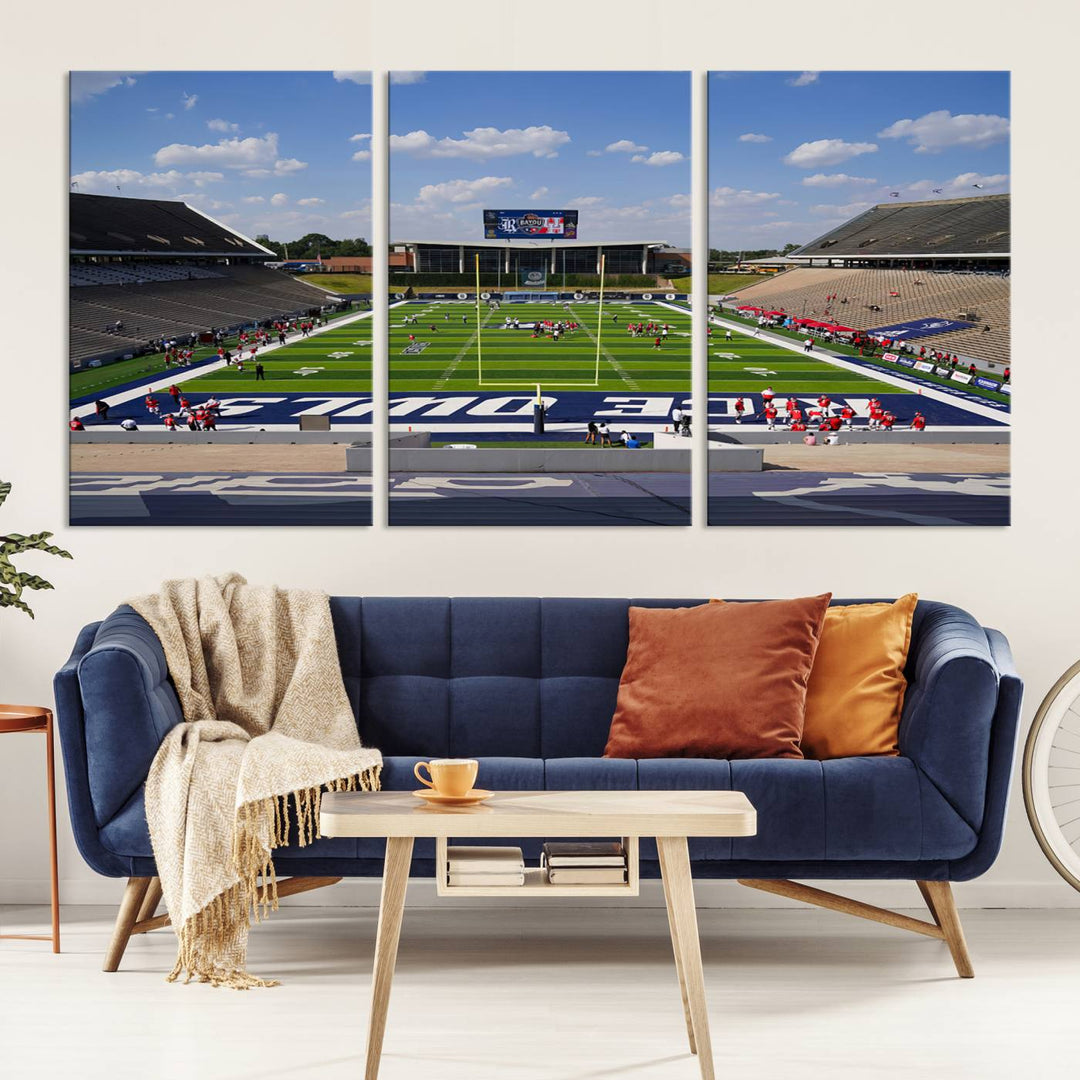 Rice University Owls Football Team Print - Houston Rice Stadium Wall Art Canvas Print