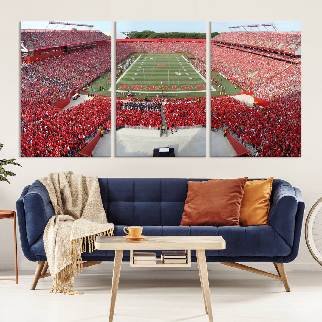 Rutgers Scarlet Knights Football Team Print - Piscataway SHI Stadium Wall Art Canvas Print