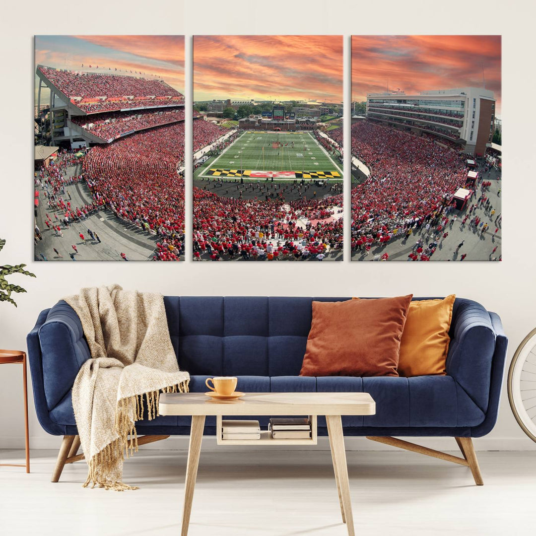 University of Maryland Terrapins Football Team Print - College Park SECU Stadium Wall Art Canvas Print