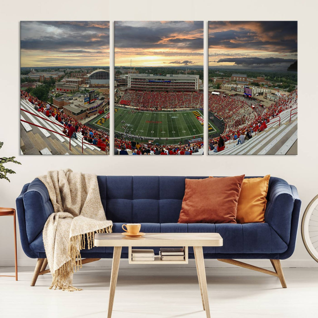 University of Maryland Terrapins Football Team Print - College Park SECU Stadium Wall Art Canvas Print