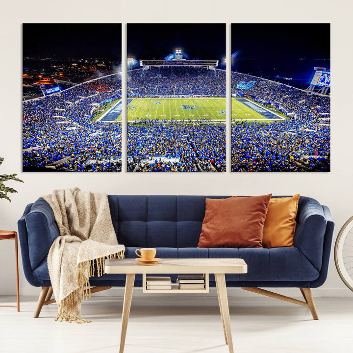 The University of Memphis Tigers Football Team Wall Art Canvas Print shines brightly.