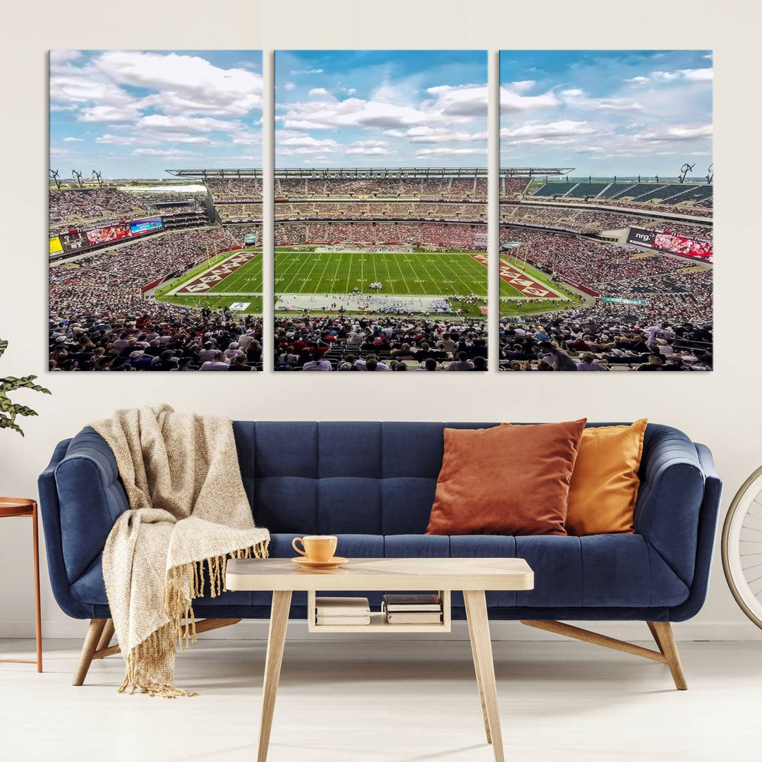 The Temple University Owls Athletics canvas print of a game at Lincoln Financial Field.