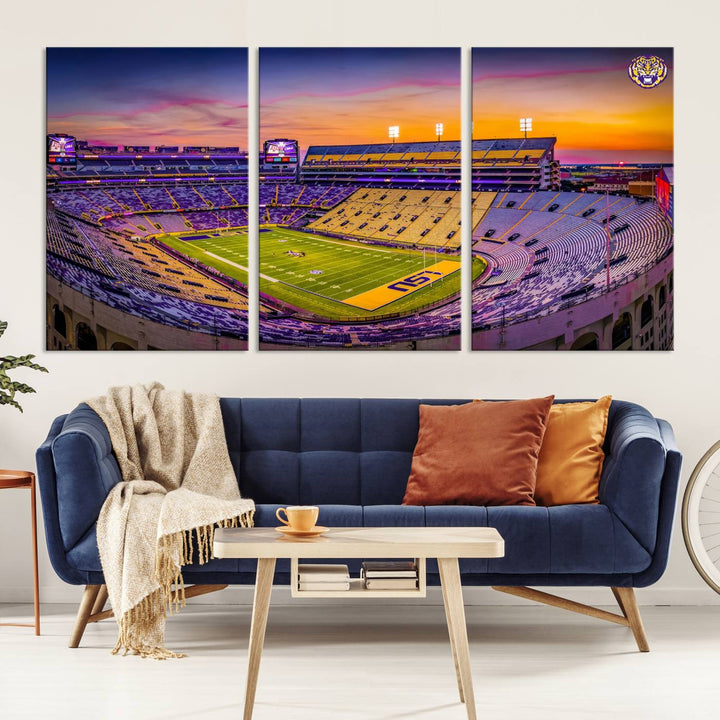 The Louisiana State University Tigers Football Team Print - Baton Rouge Tiger Stadium Wall Art Canvas Print