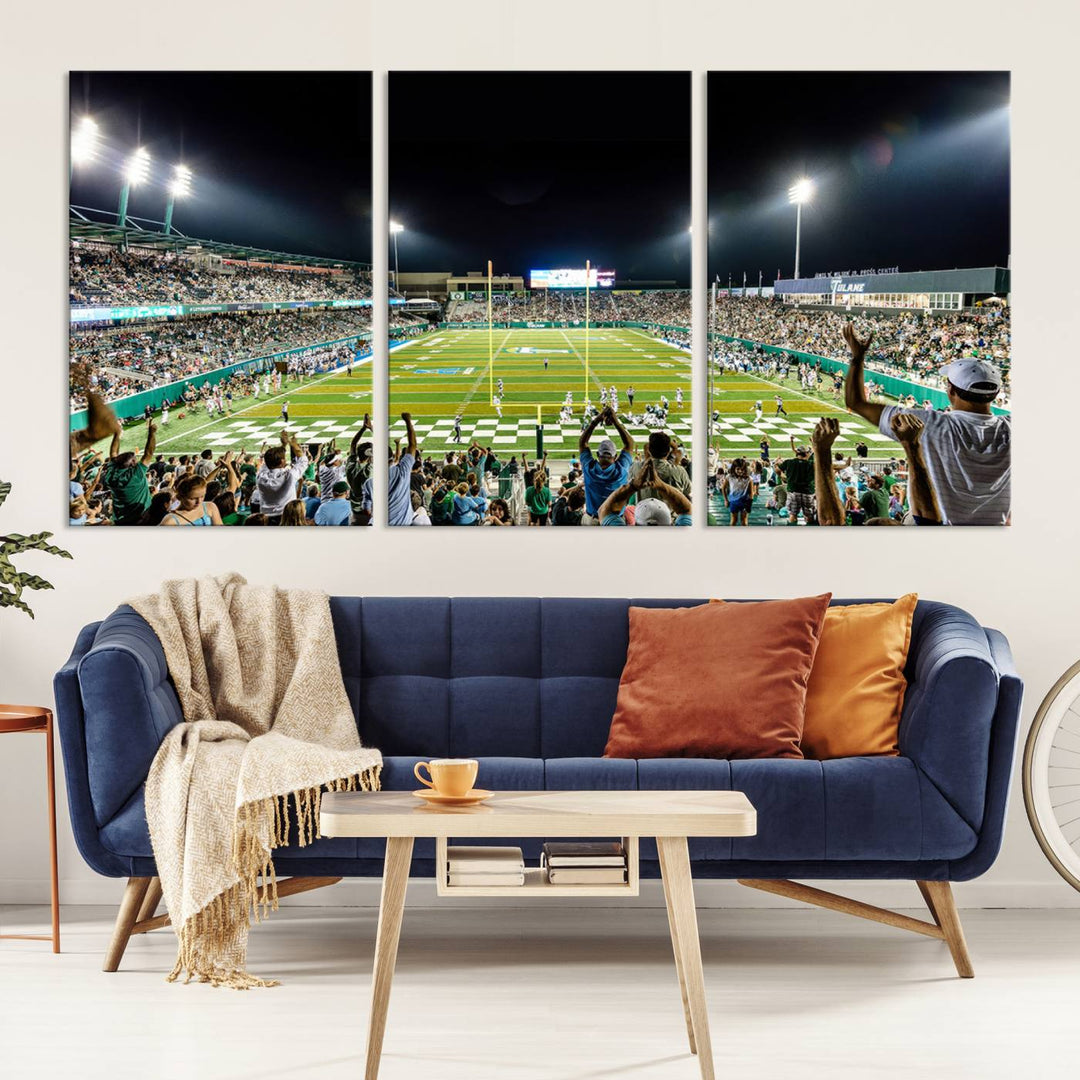 The Tulane University Green Wave Football Team Print - New Orleans Yulman Stadium Wall Art Canvas Print