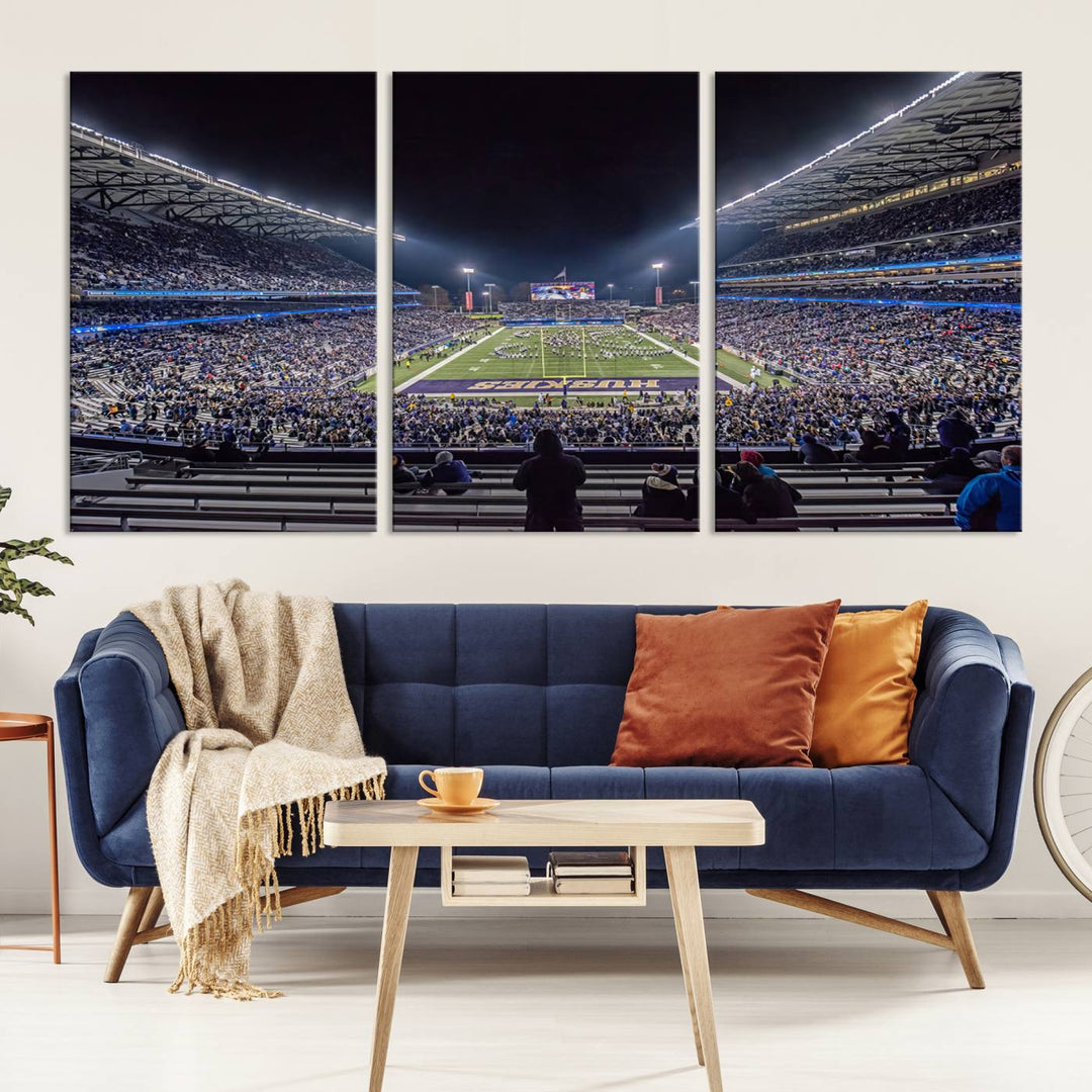 The University of Washington Huskies Football Team Print - Seattle Husky Stadium Wall Art Canvas Print