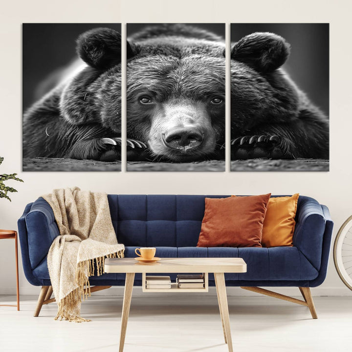 Resting Grizzly Bear Canvas Print | Ready to Hang Wall Art | Rustic Cabin & Farmhouse Decor | Wildlife Art