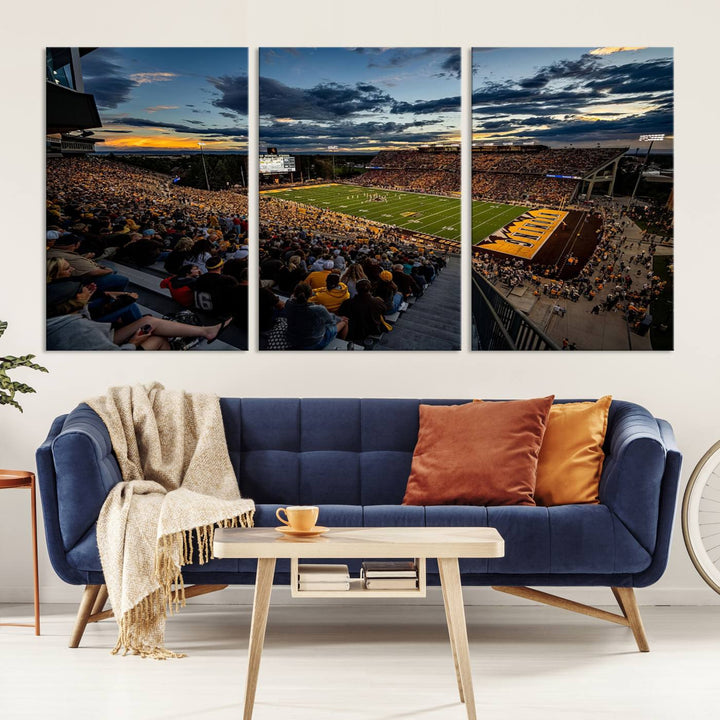 Cowboy Football War Memorial Stadium Wall Art | Ready to Hang Canvas Print of College Football Stadium at Sunset | Perfect for Sports Fans and Football Enthusiasts