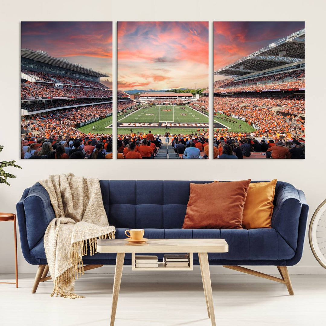 Oregon State Beavers Football Team Print - Corvallis Reser Stadium Wall Art Canvas Print