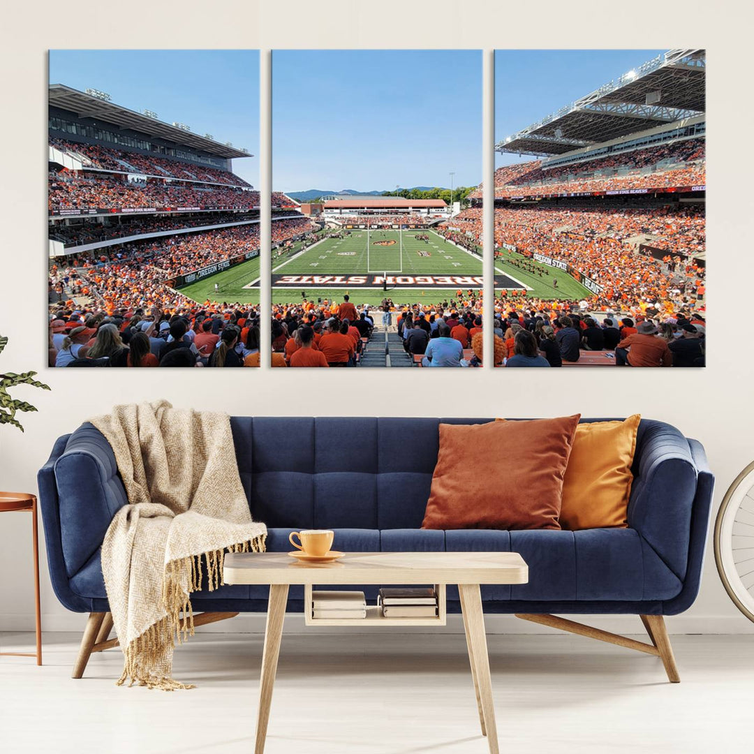 Oregon State Beavers Football Team Print - Corvallis Reser Stadium Wall Art Canvas Print