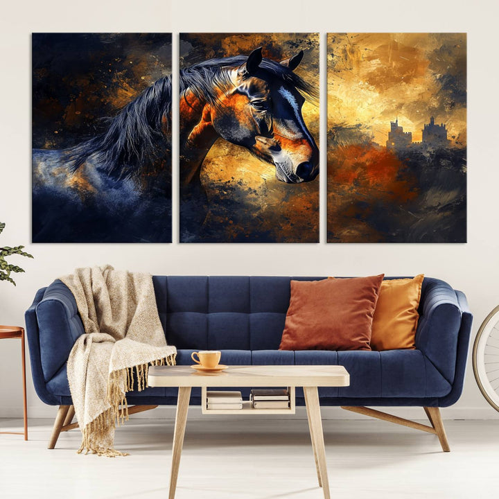 Abstract Horse Art Print - Abstract Canvas Wall Art | Perfect for Rustic Farmhouse, Modern, or Equestrian Wall Decor | Horse Lovers Home Decor
