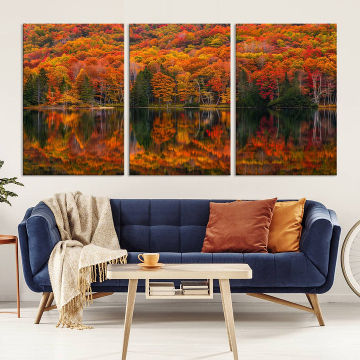 Autumn Reflection Canvas Print, Stunning Fall Foliage Wall Art, Serene Lake Landscape, Perfect Seasonal Decor Print