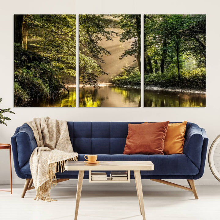 Forest River Landscape Wall Art | Ready to Hang Canvas Print | Perfect for Farmhouse Wall Decor, Cabin Wall Art, Nature-Inspired Home Décor