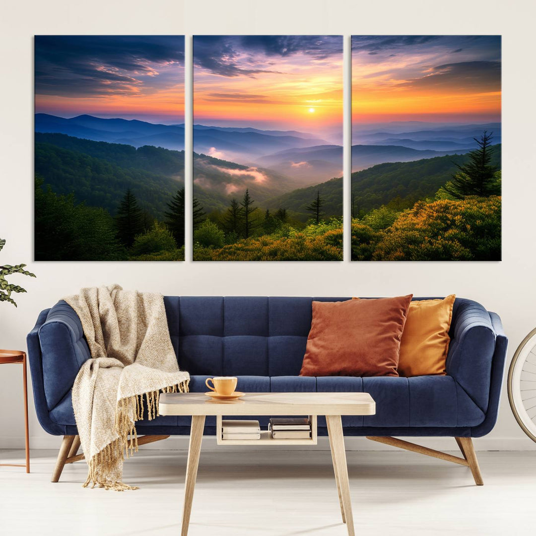 Majestic Mountain Sunrise Landscape Wall Art | Canvas Print Ready to Hang | Perfect for Farmhouse Wall Decor, Cabin Wall Art, Nature Lover’s Retreat