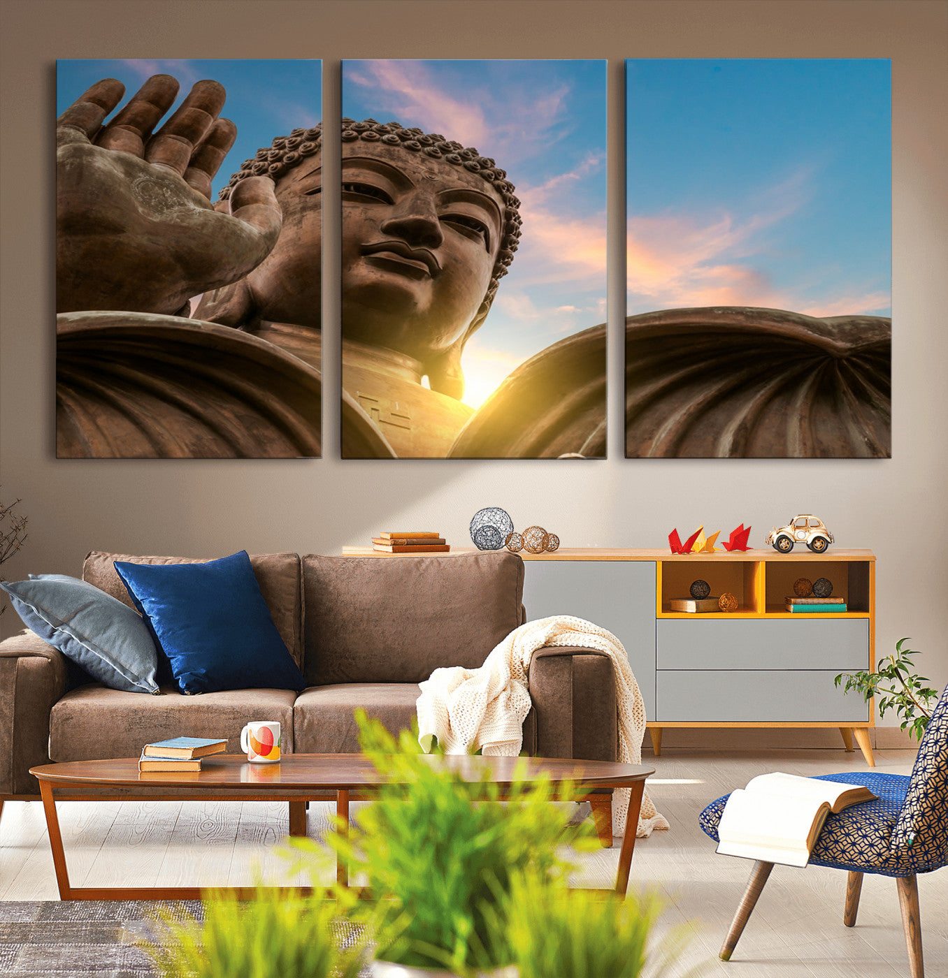 94703-MGV-CV-36X24-Buddha Statue and Daylight Wall Art, Buddha Statue Wall Art Canvas Print
