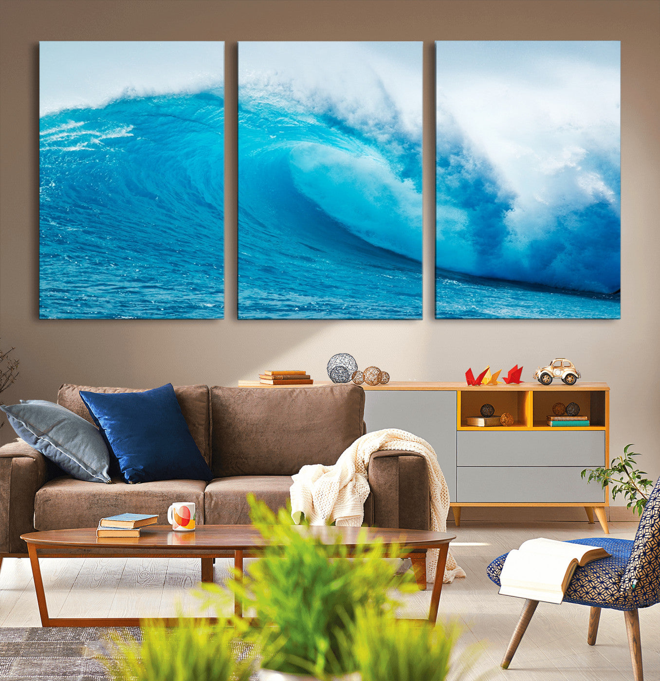 MGV-CV-60X30-3P - Big Ocean Surfing Wave Wall Art Canvas Print