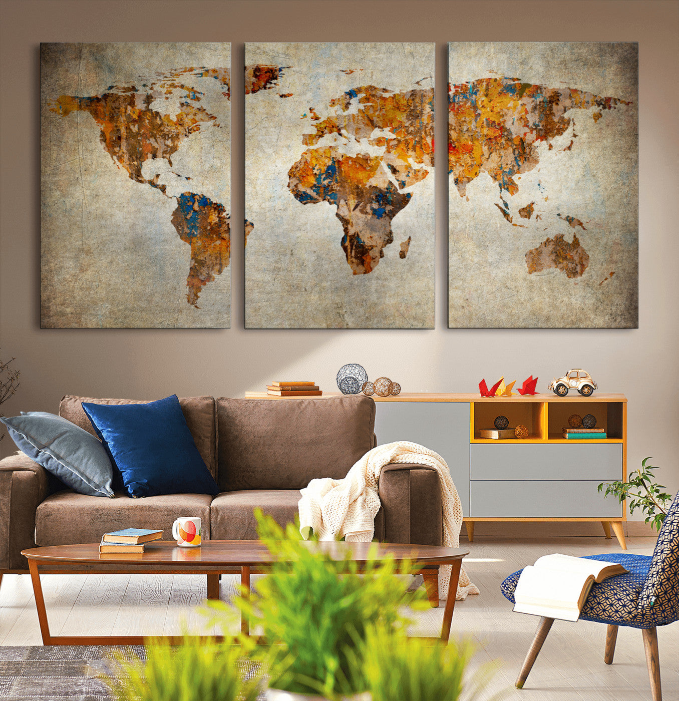 MGV-CV-60X30-3P - Push Pin World Map Canvas Print – Framed Wall Art for Couples to Track Their Travels – Anniversary