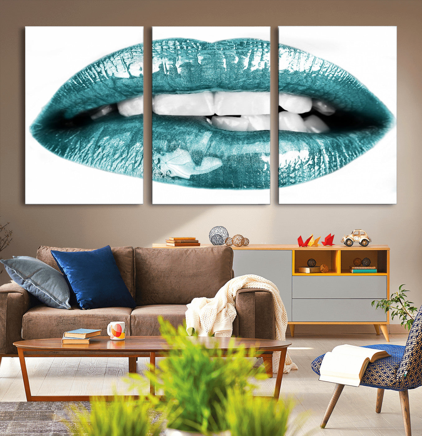 72429-MGV-CV-36X24-Blue Lips Wall Art Canvas Print