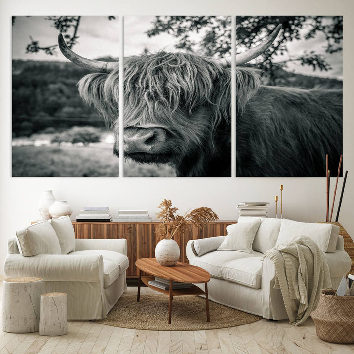 The Highland Cow Wall Art Canvas Print is displayed.