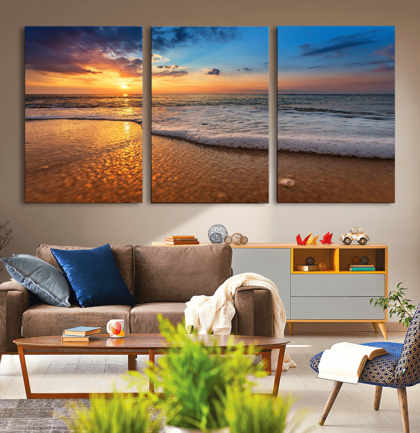 12740-MGV-CV-36X24-Sunset and Beach at Night Wall Art Canvas Print