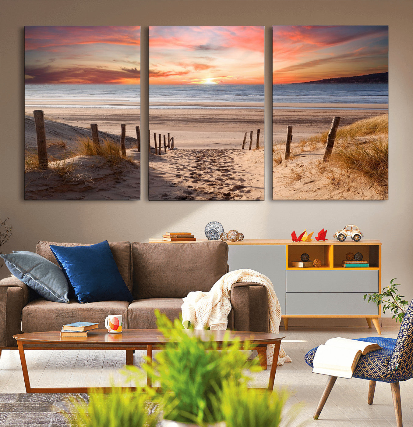 MGV-CV-60X30-3P - Sunset on the Sea Wall Art Canvas Print