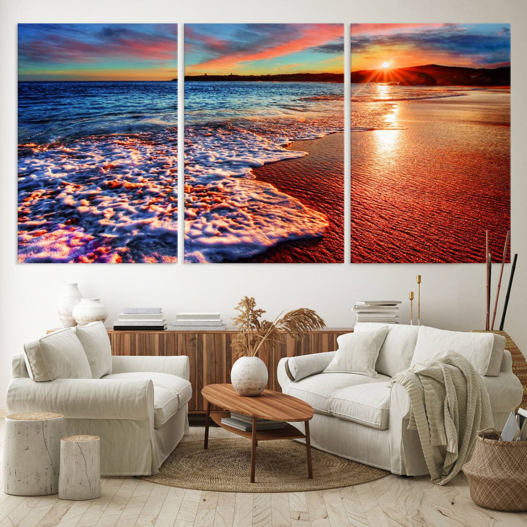 Hawaii Beach and Sunset Wall Art Canvas Print