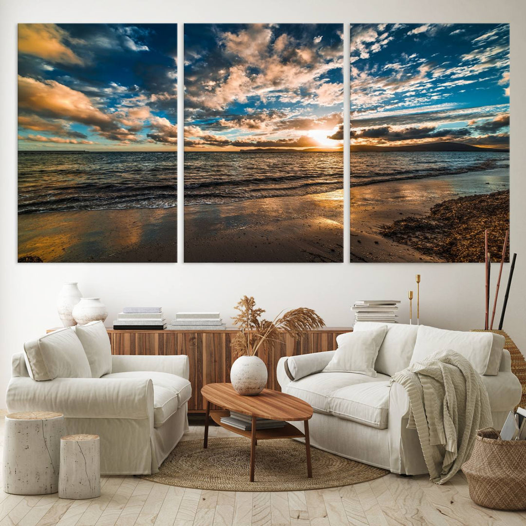 Beach Wall Art - Ocean Sunset Canvas.