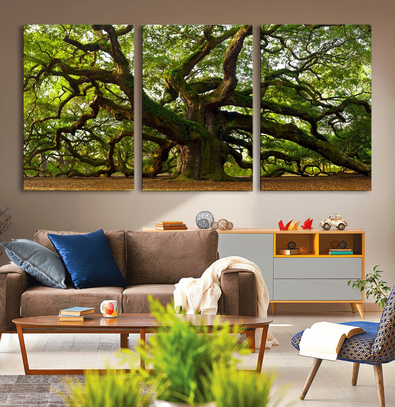 MGV-CV-60X30-3P - Angel Oak Tree Wall Art Canvas Print | Forest Tree Nature Photography Print on Canvas | Large