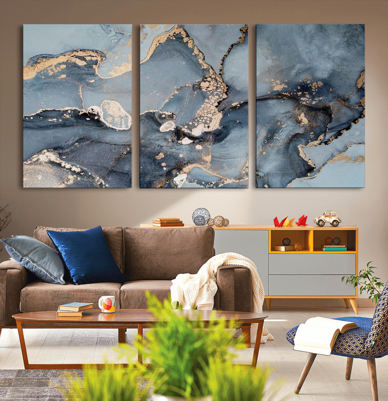 17119-MGV-CV-36X24-Multipanel Marble Fluid Effect Wall Art Abstract Canvas Wall Art Print