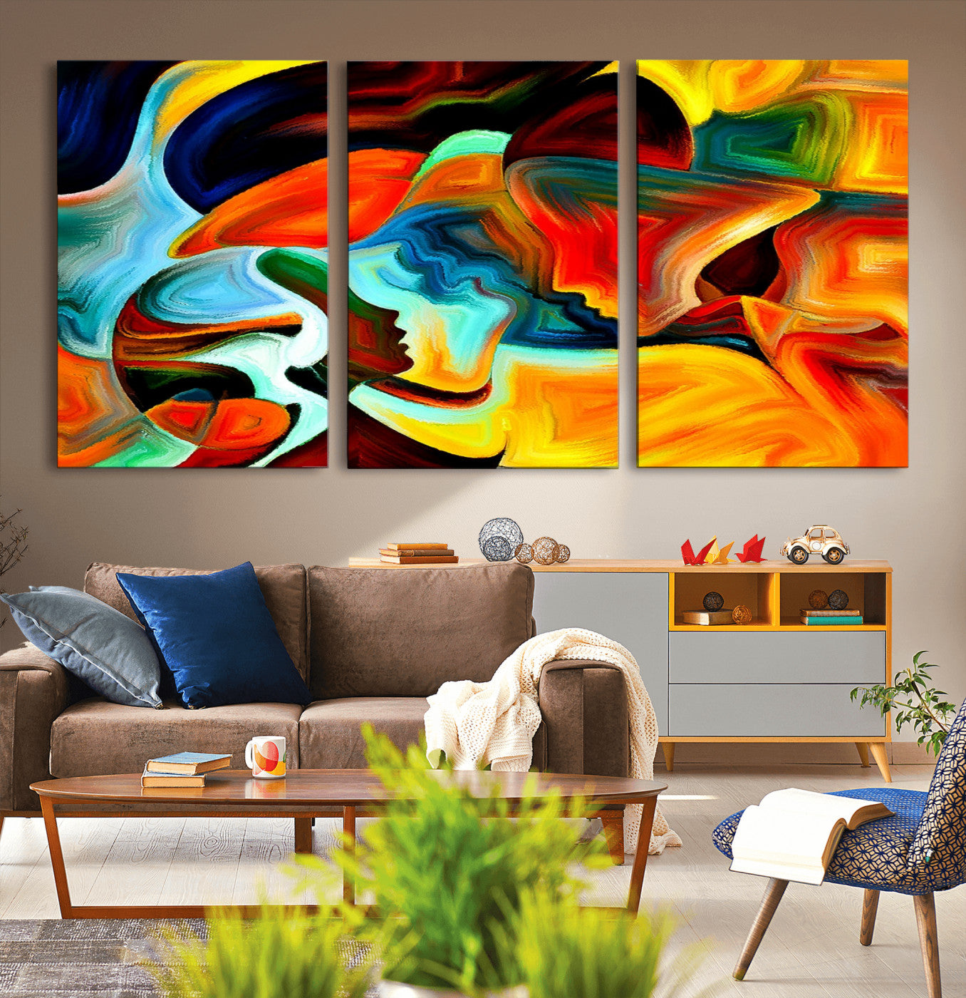 70242-MGV-CV-36X24-Human Love Figures Abstract Wall Art Canvas Print