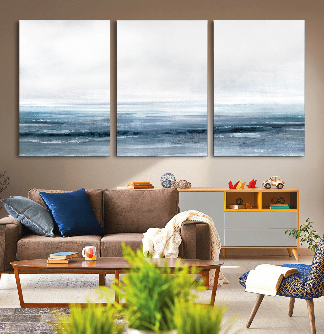 MGV-CV-60X30-3P - Blue Ocean Abstract Artwork Wall Art Canvas Print