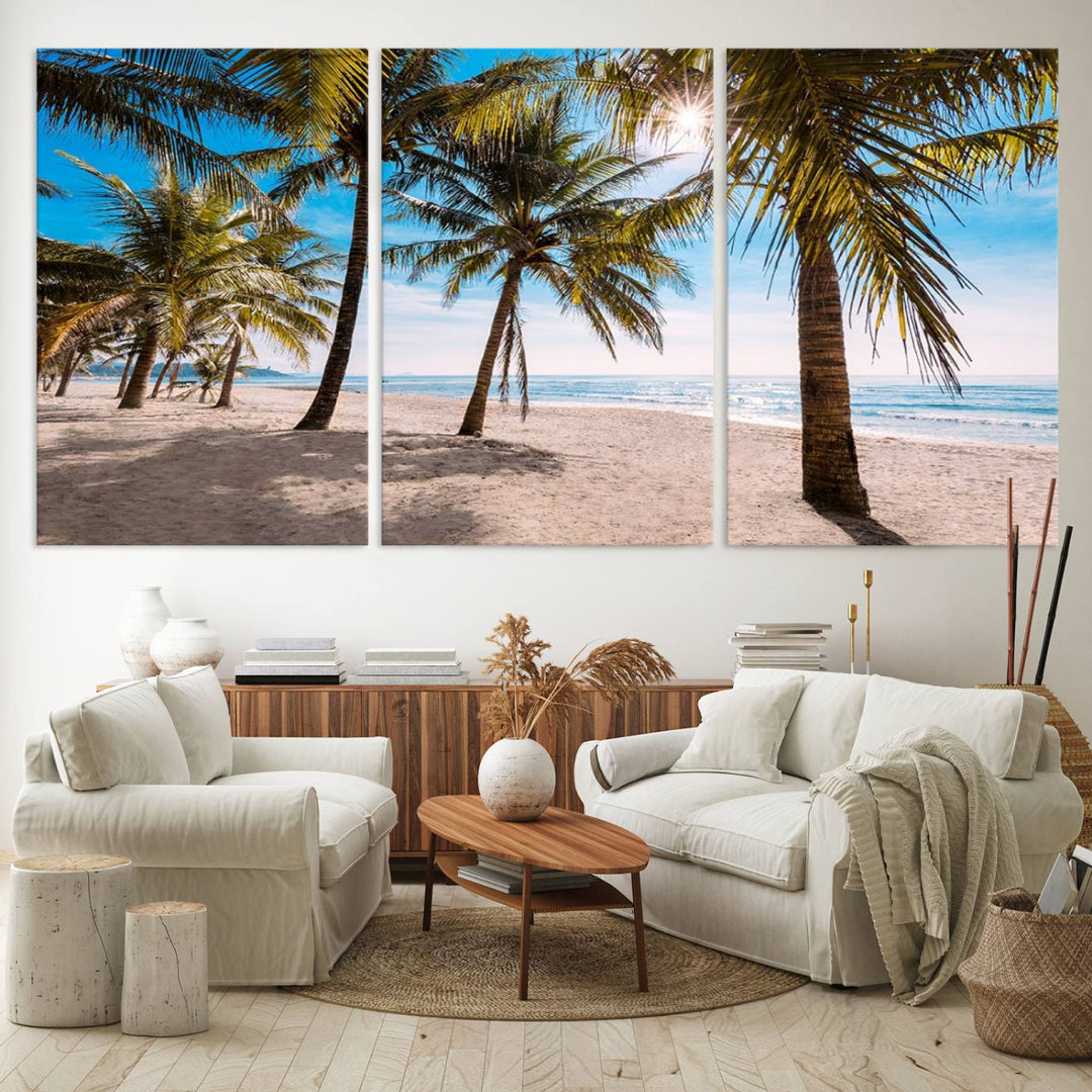 The Palm Beach Tropical Island Canvas Print is perfect wall art for a sunny beach vibe.