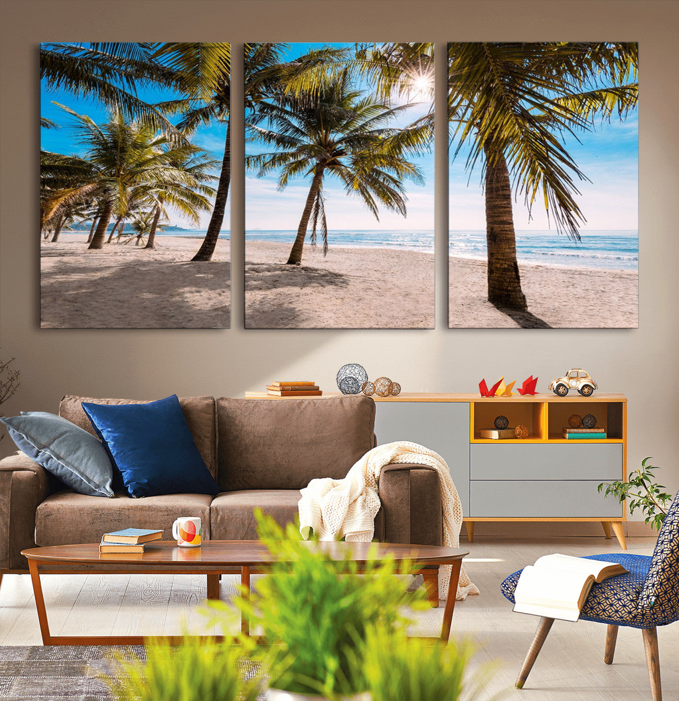 MGV-CV-60X30-3P - Palm Beach Tropical Island Wall Art Canvas Print